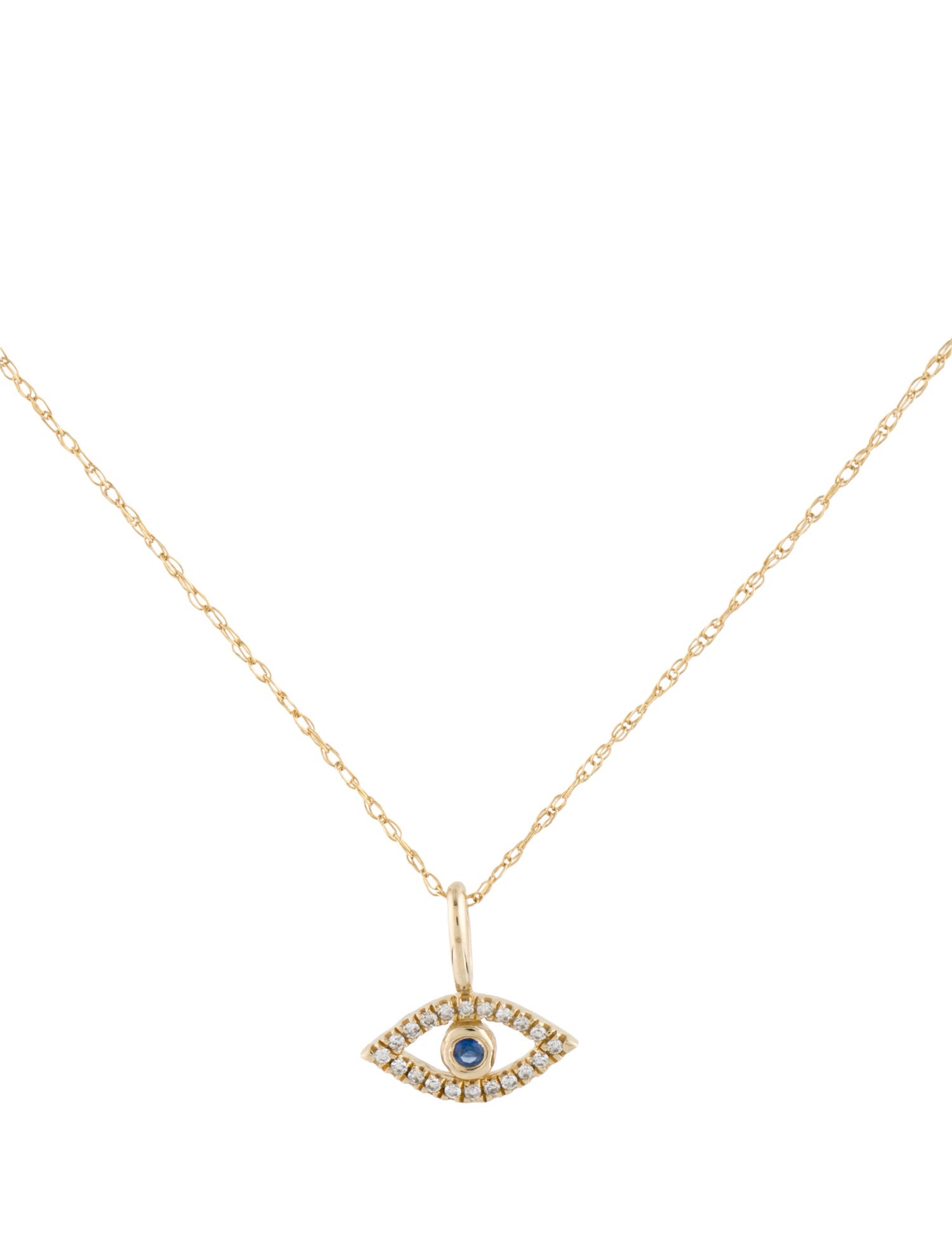 Necklace 14K Sapphire & Diamond Evil Eye Pendant Necklace