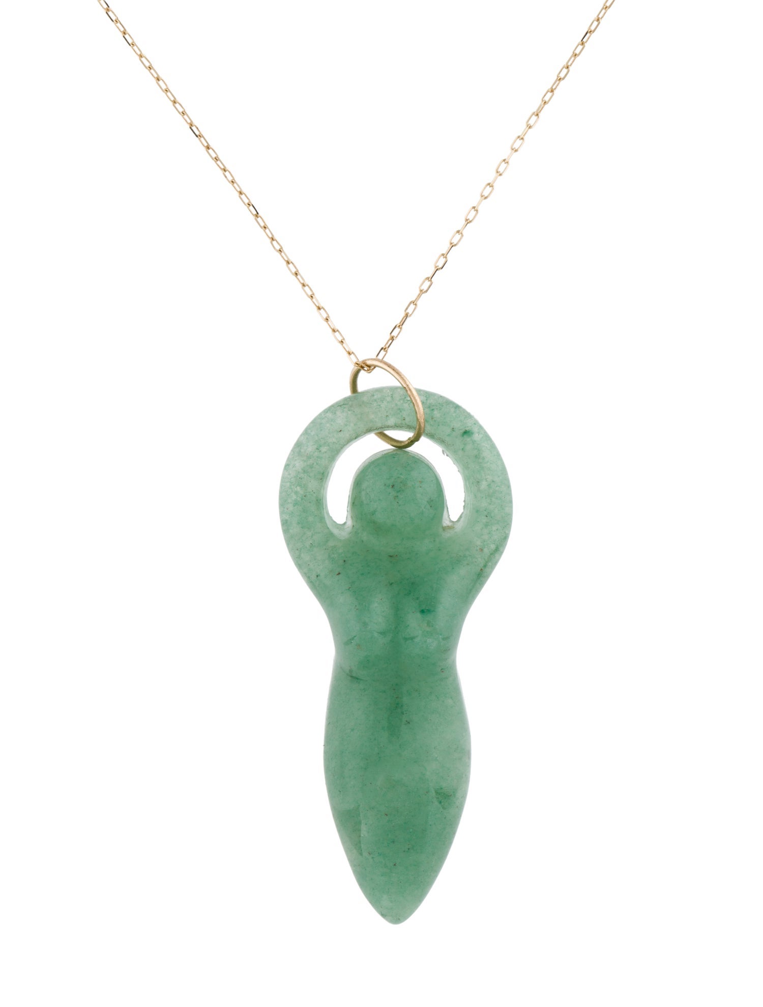 Necklace 14K Aventurine Quartz Carved Pendant Necklace