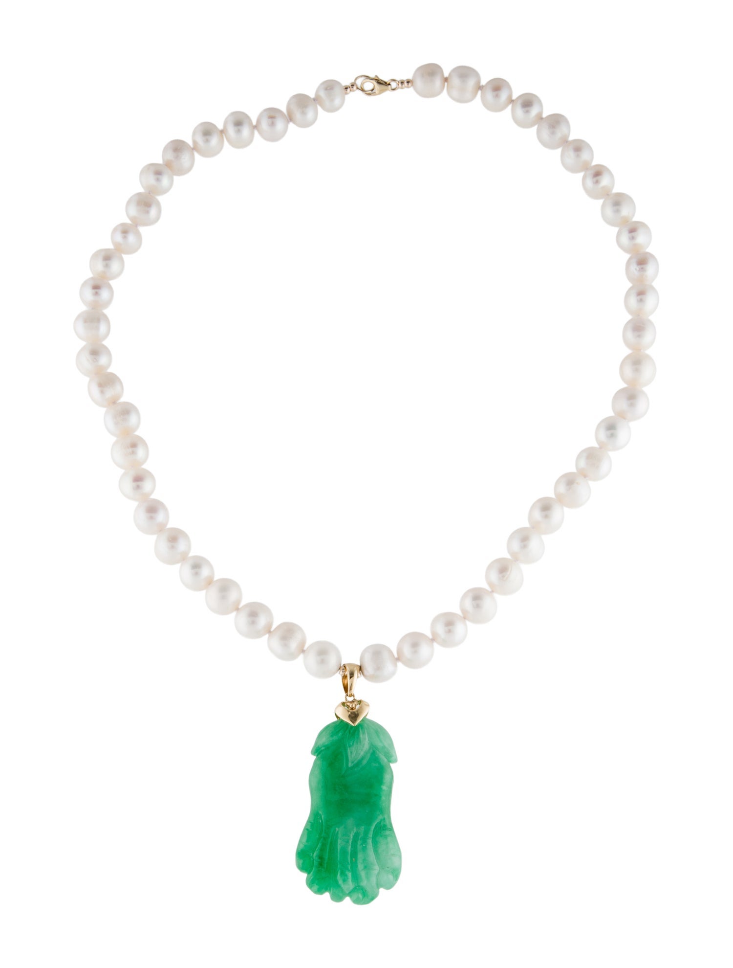 Necklace 14K Pearl & Dyed Jadeite Pendant Necklace