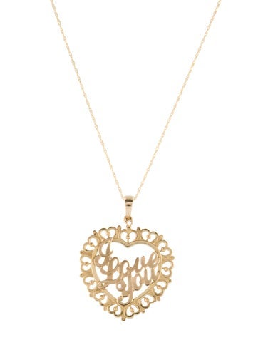 Necklace Pendant 14K 'I Love You' Heart