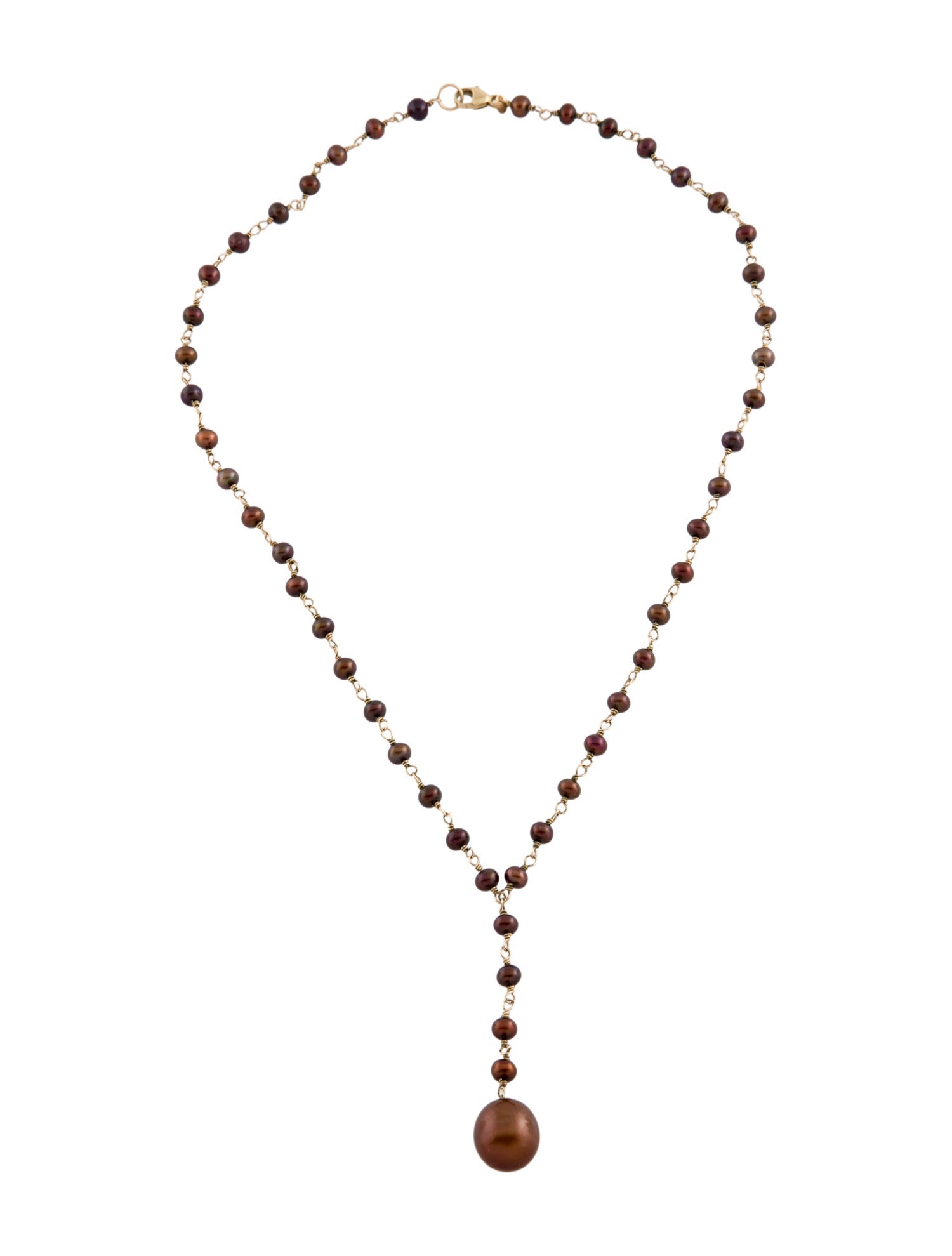 Necklace 14K Dyed Pearl Lavalier