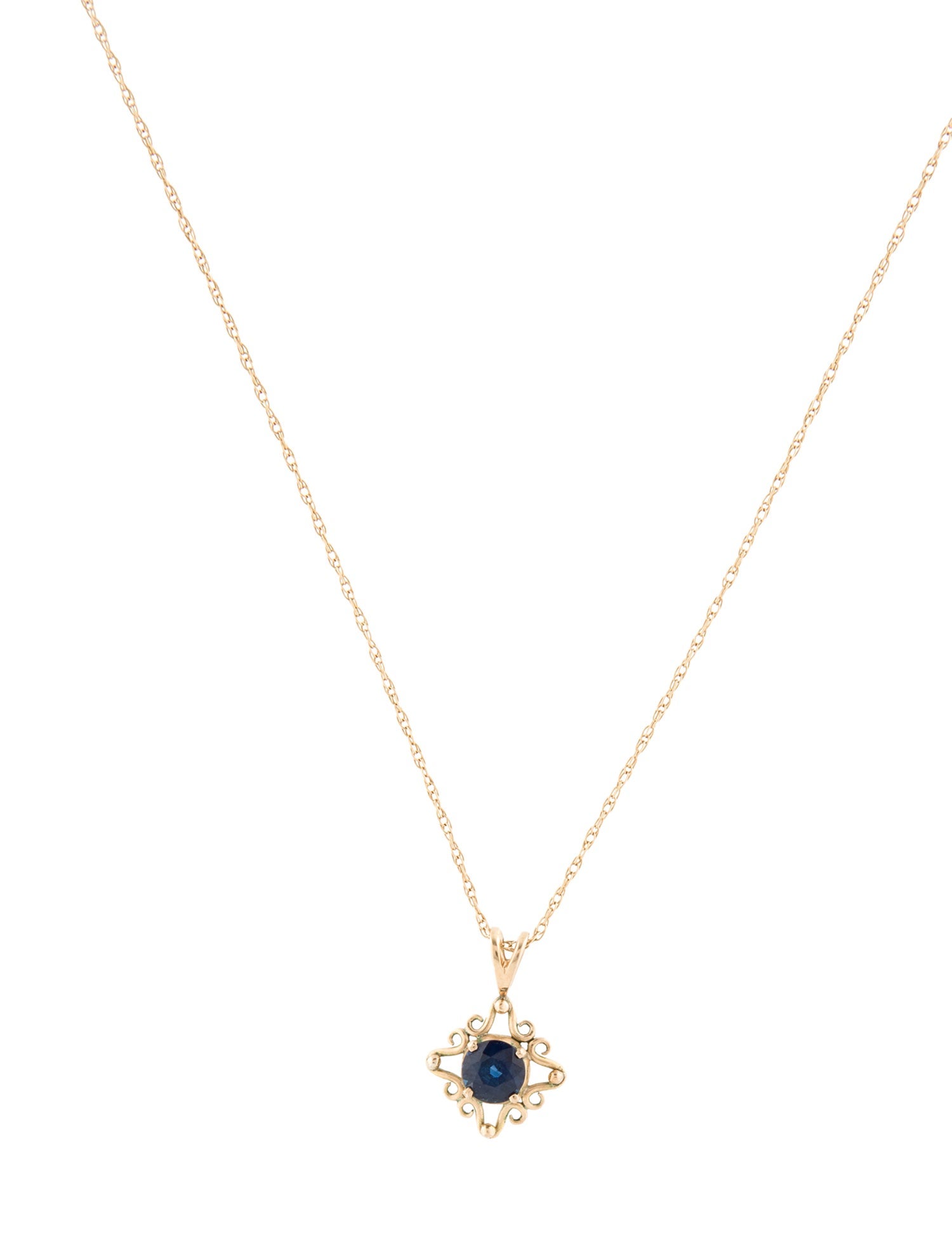 Necklace 14K Sapphire Pendant Necklace