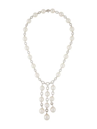Necklace J. Stella 18K Pearl & Diamond Lavalier Necklace