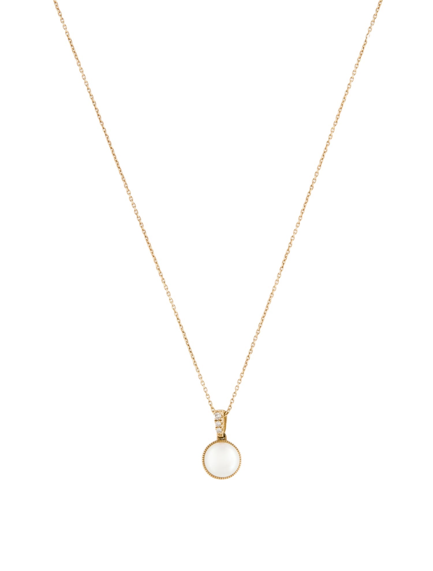 Necklace 10K Pearl & Diamond Pendant Necklace