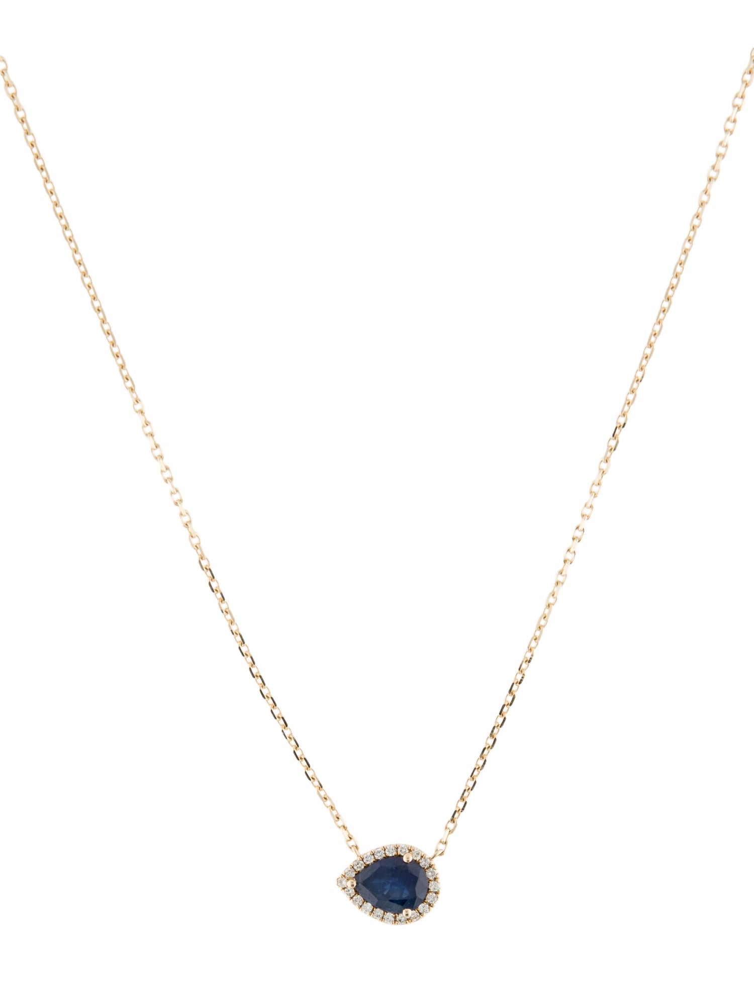 Necklace 14K 1.32ct Sapphire & Diamond Pendant Necklace