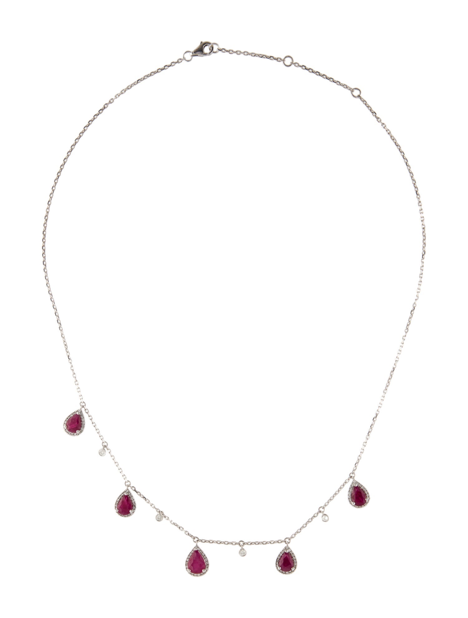 Necklace 14K 4.42ctw Ruby & Diamond Station Necklace