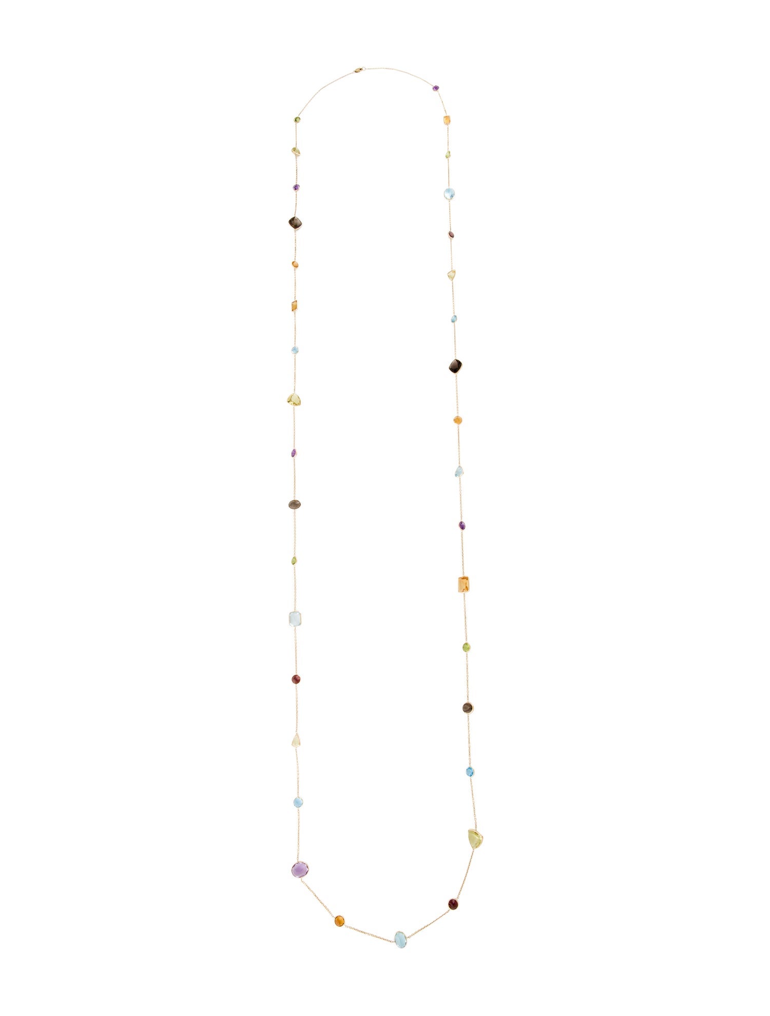 Necklace 14K Multistone Long Station Necklace