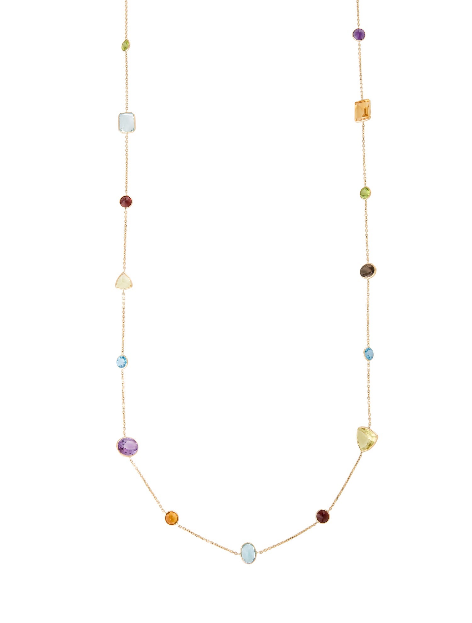 Necklace 14K Multistone Long Station Necklace