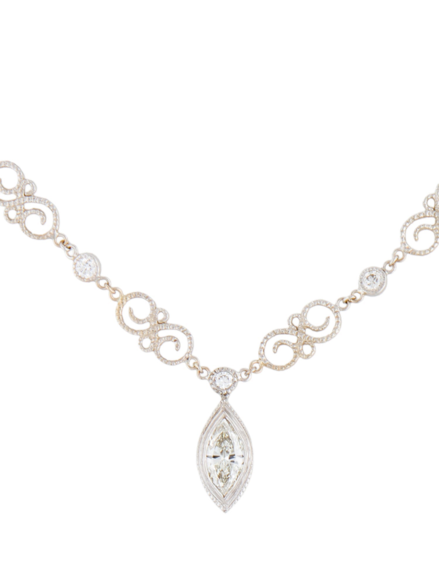 Necklace 14K 1.29ct Diamond Filigree Pendant Necklace