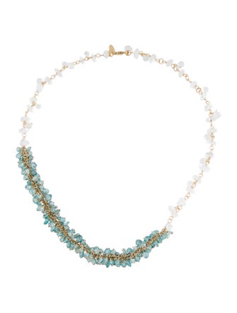 Necklace 14K Zircon & Quartz Beaded Necklace
