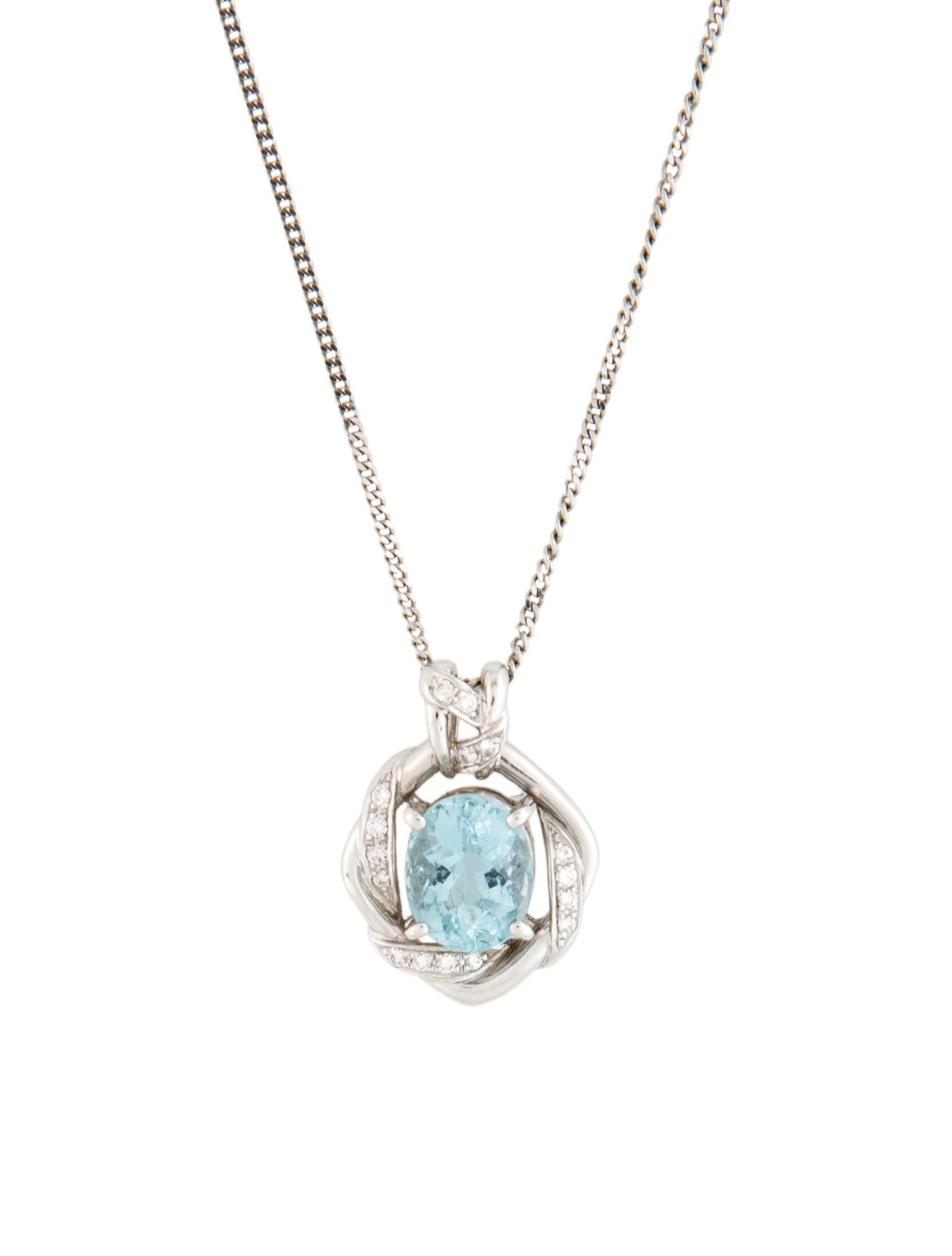Necklace Platinum 3.84ct Aquamarine & Diamond Pendant Necklace