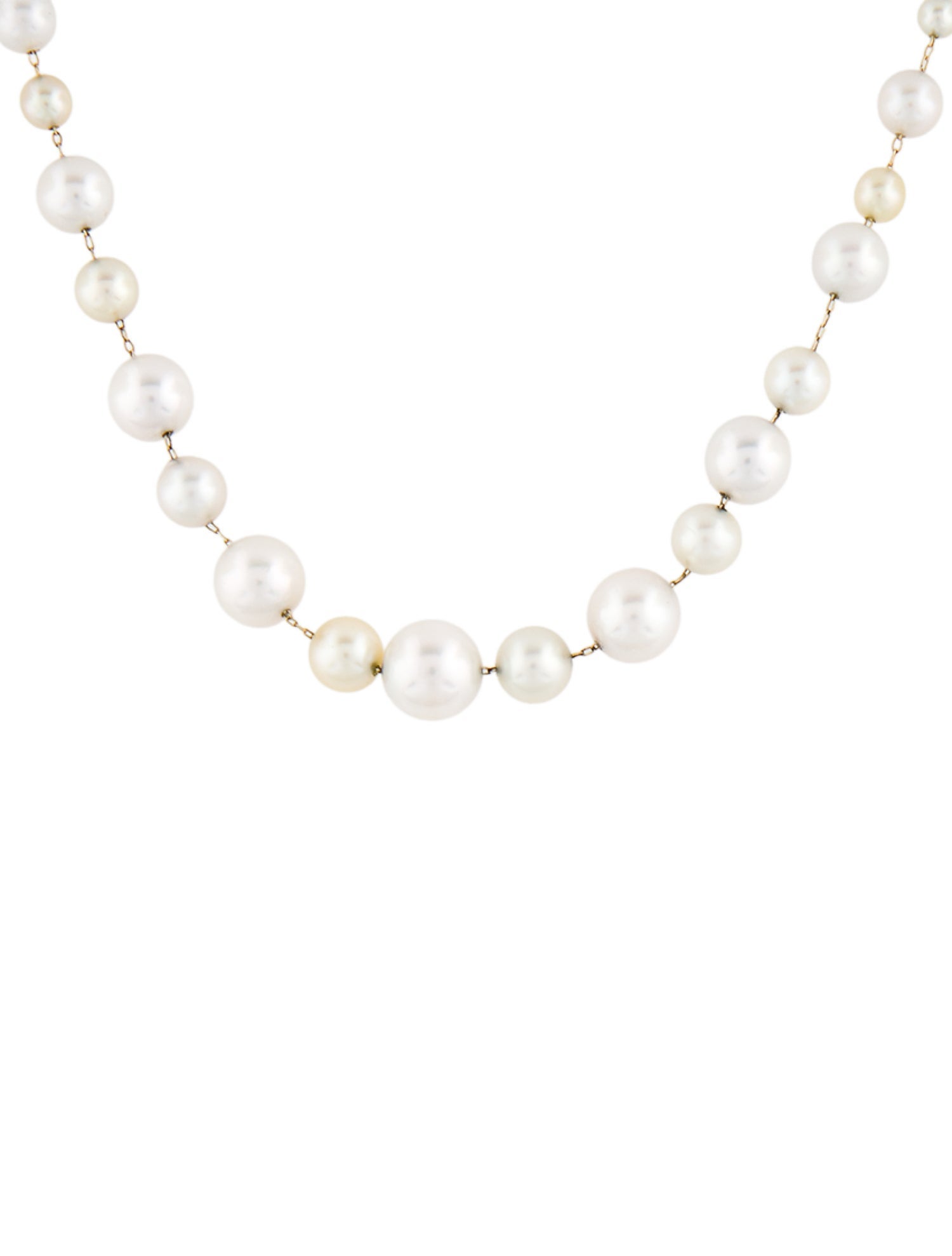 Necklace 14K Pearl Graduated Station Chain Link