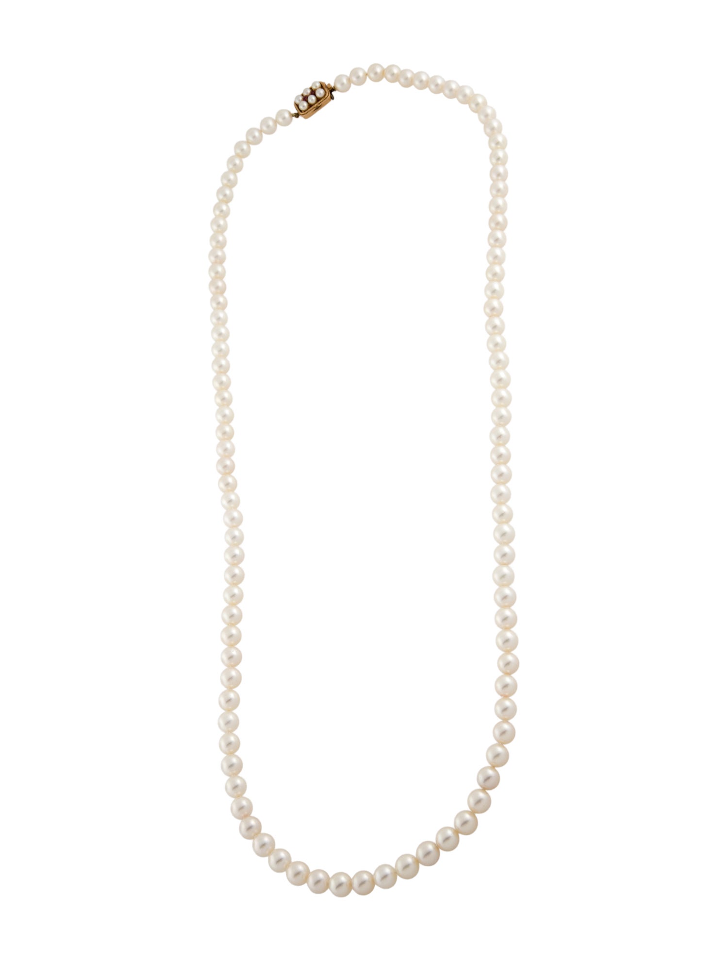 Necklace 14K Pearl & Ruby Long Bead Strand