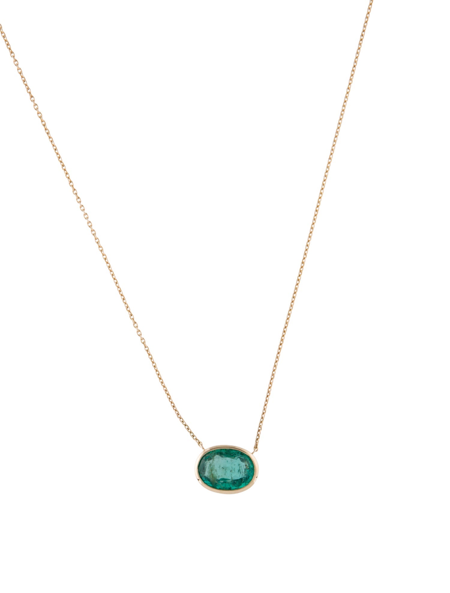 Jewelmak 14K 2.10ct Emerald Pendant Necklace