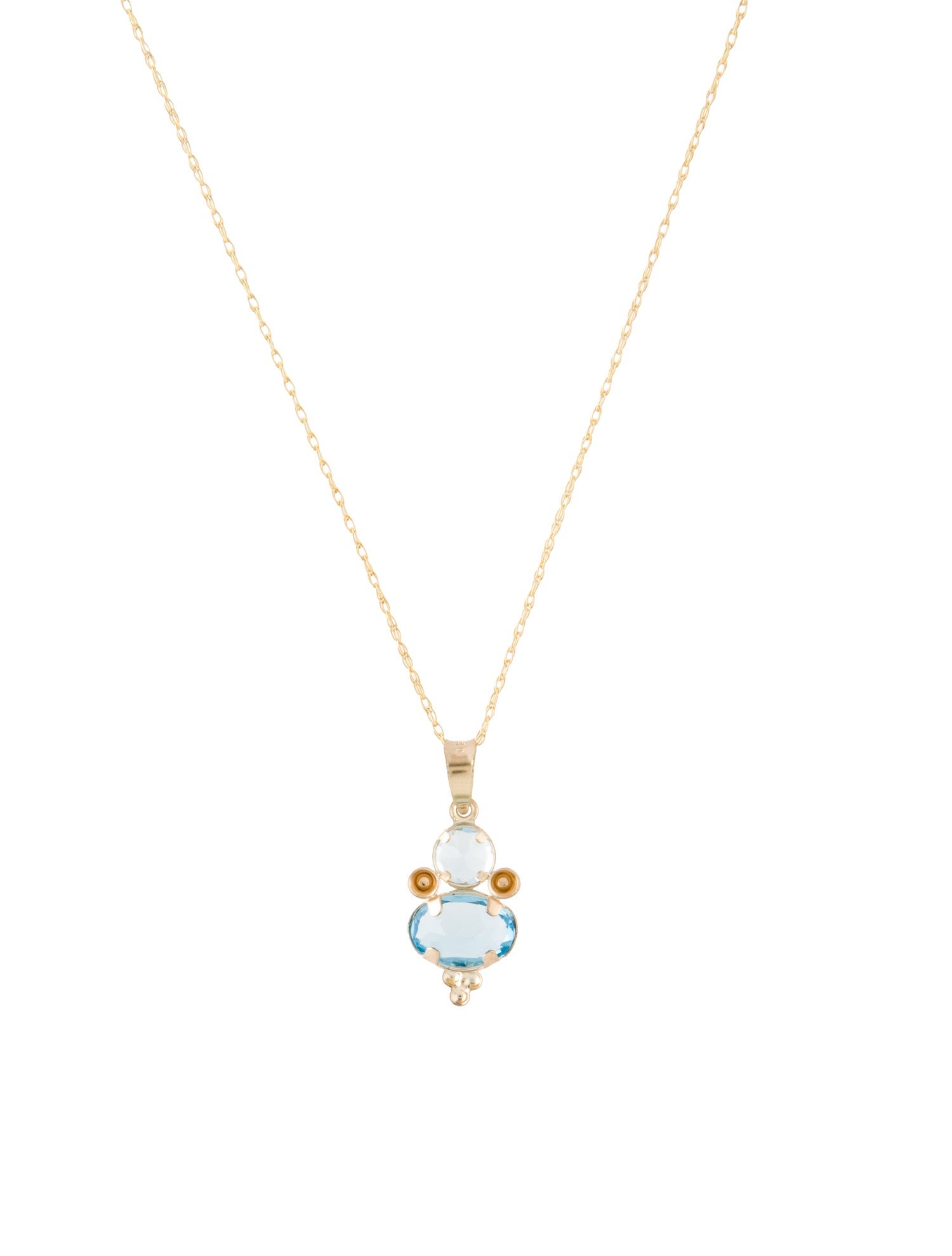 Necklace 14K Topaz & Aquamarine Pendant Necklace