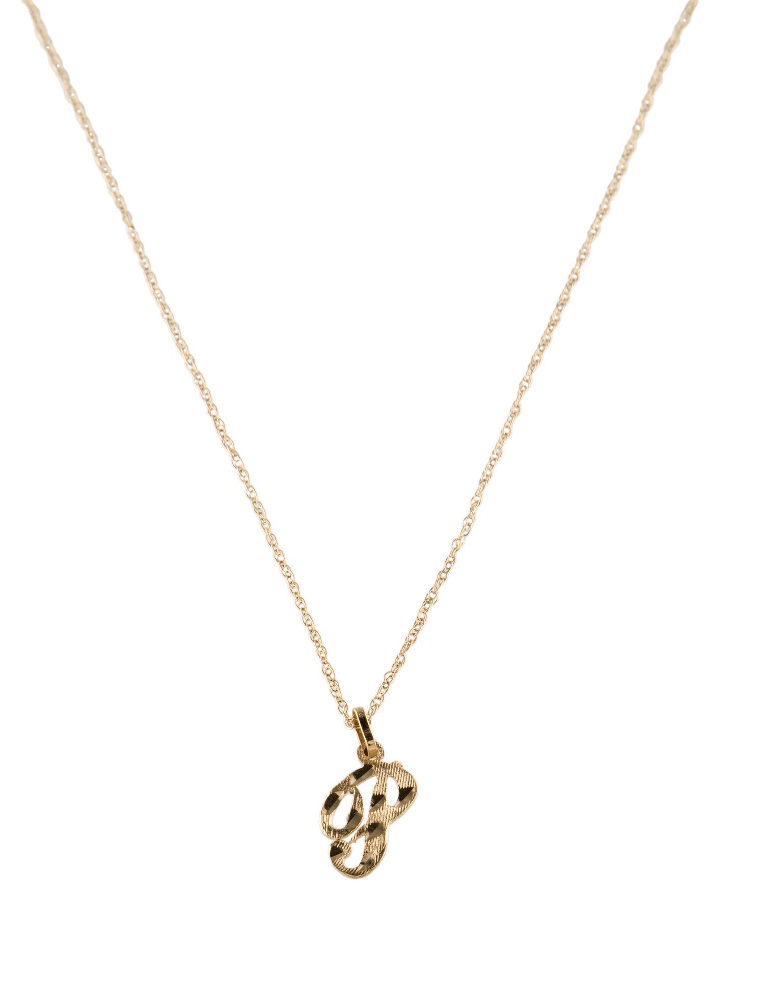 Necklace 14K "P" Pendant Necklace