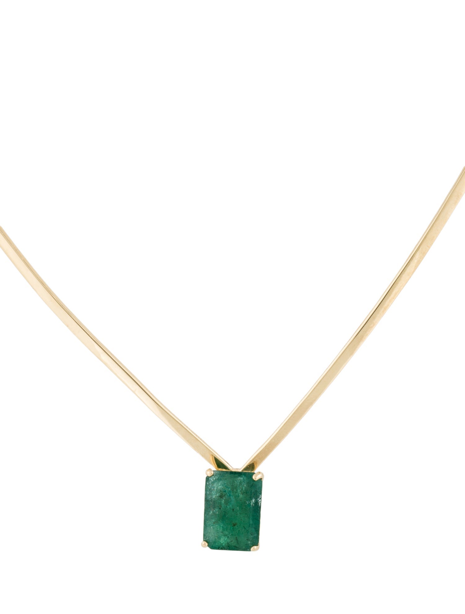 Necklace 14K 7.55ctw. Emerald Solitaire Collar Necklace