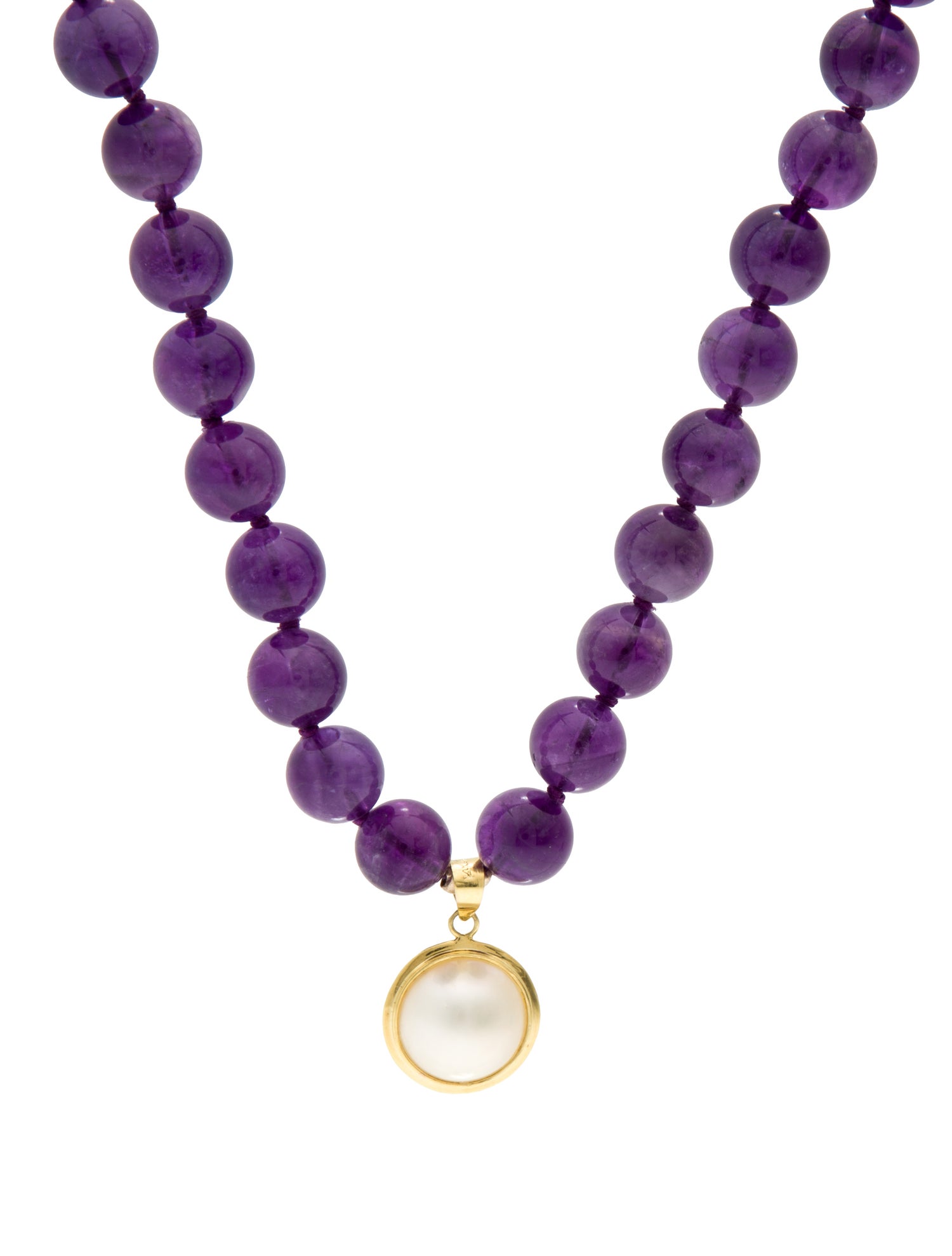 Necklace 14K Pearl & Amethyst Pendant Necklace