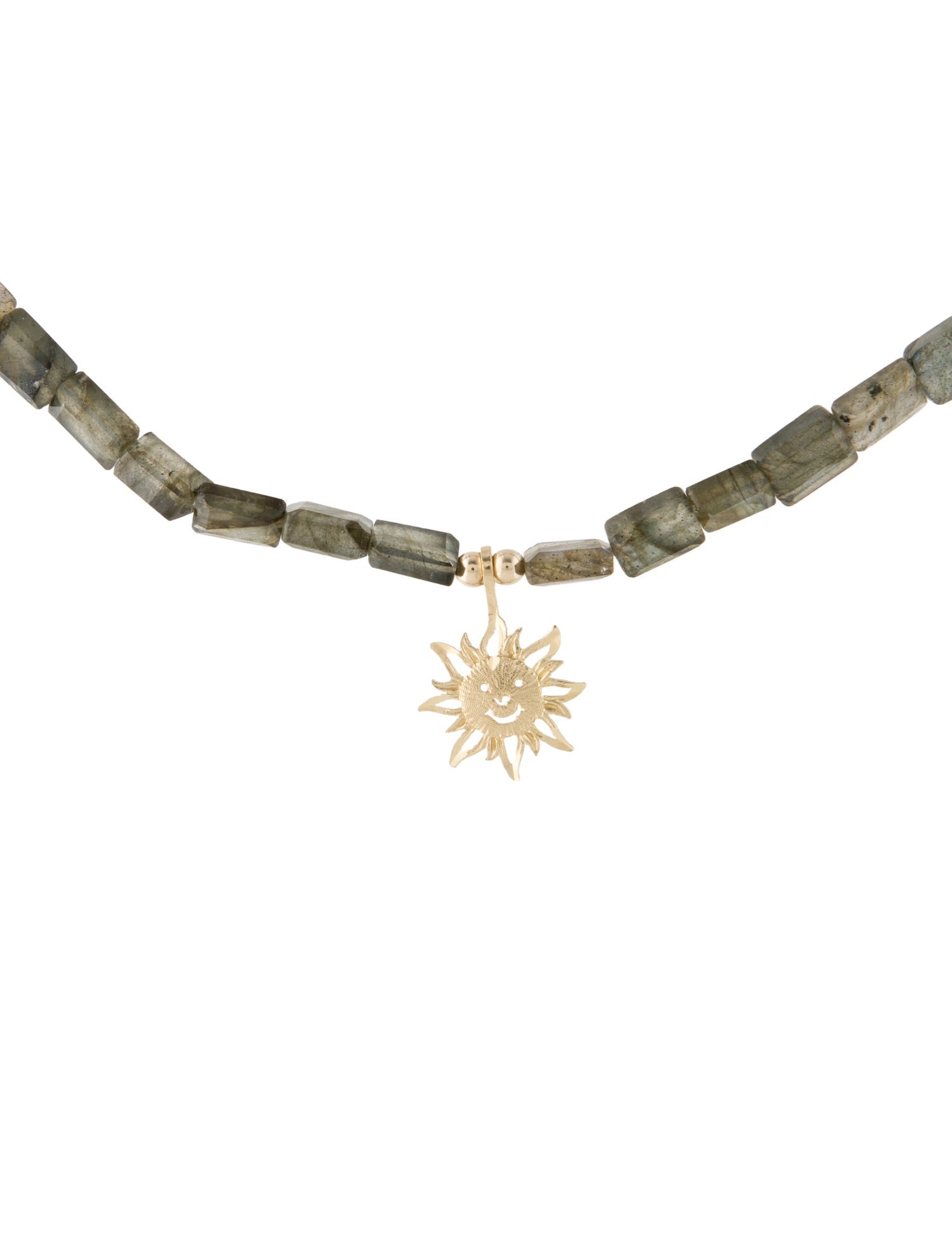 Necklace 14K Labradorite Sun Pendant Bead Necklace