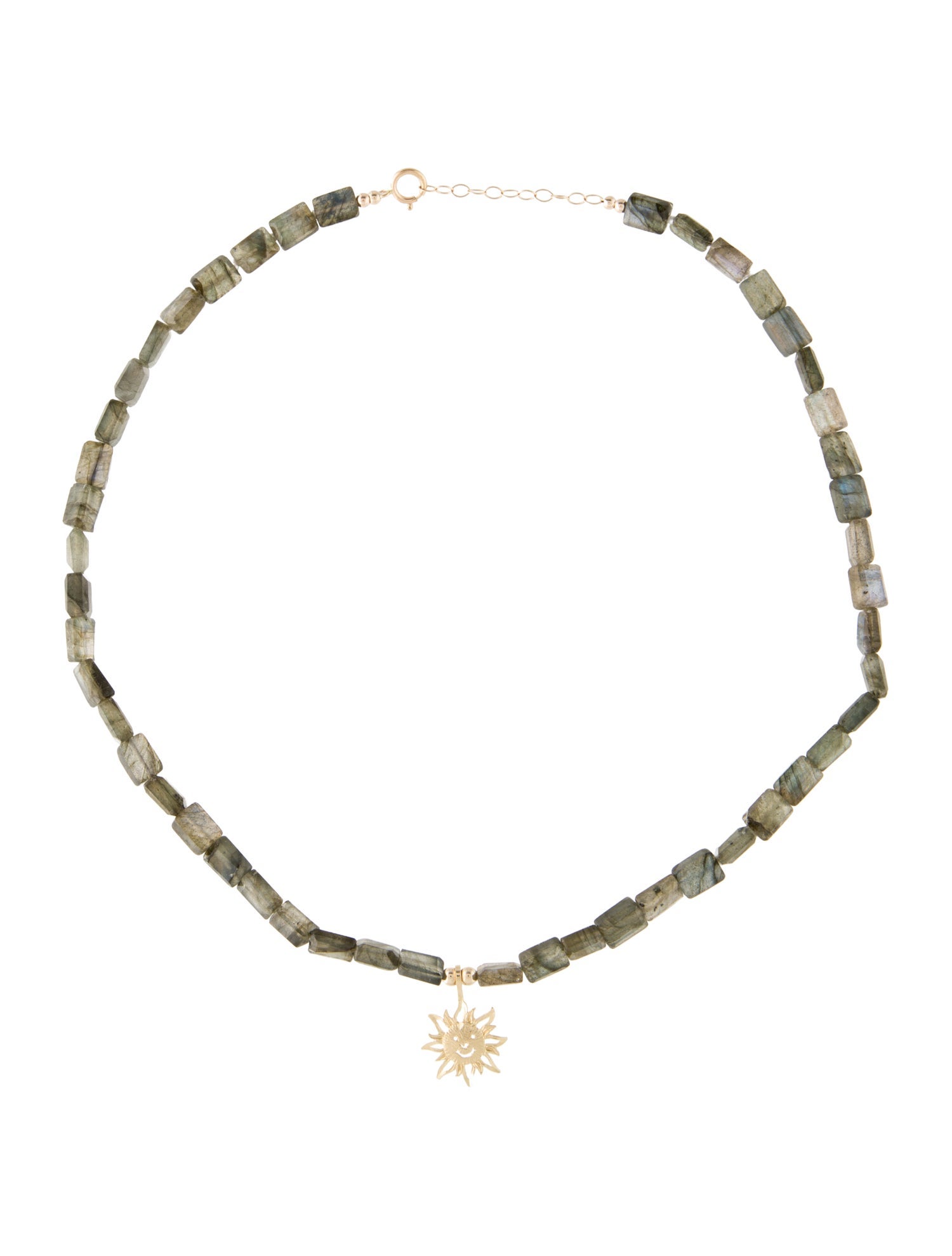 Necklace 14K Labradorite Sun Pendant Bead Necklace