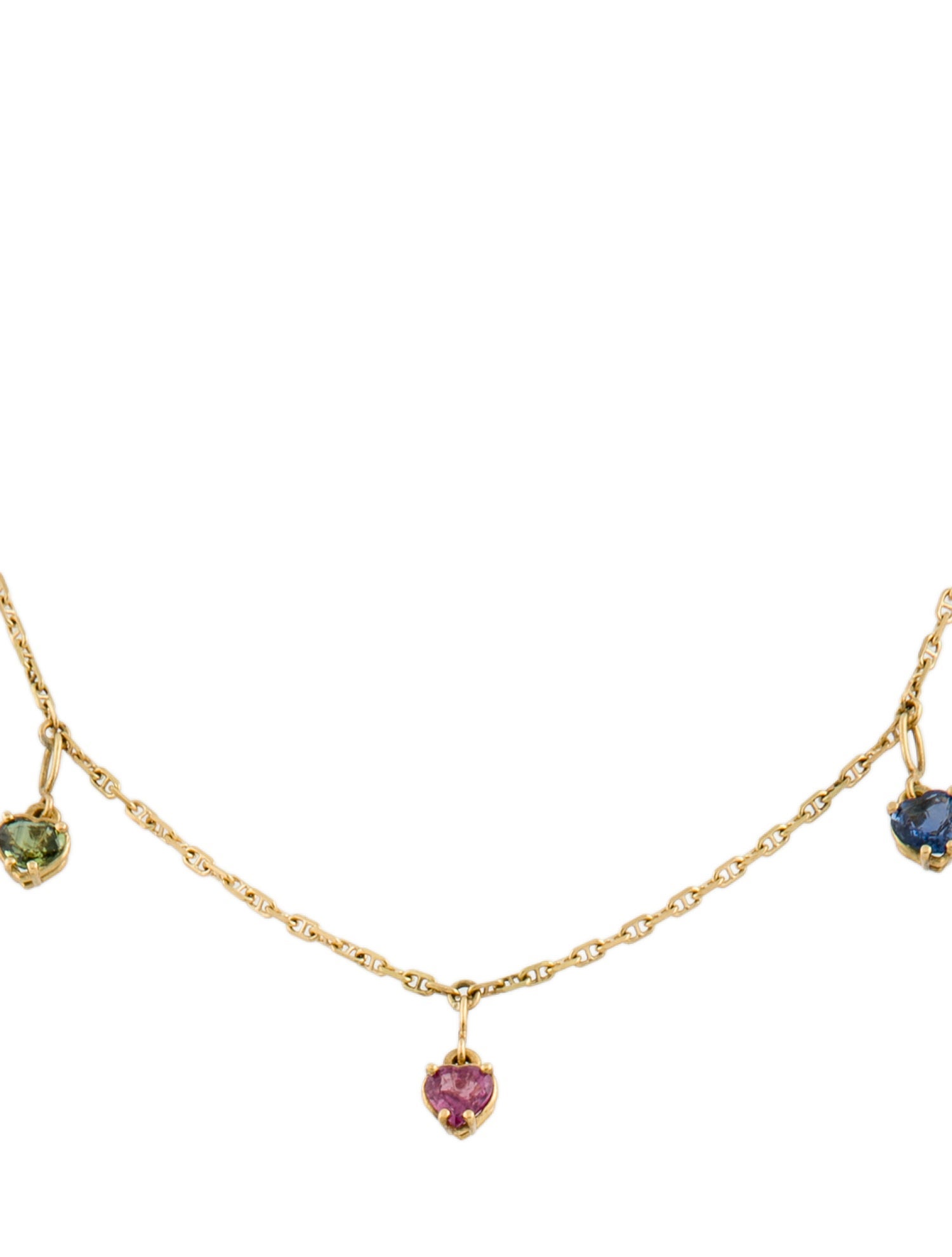 Necklace 18K Ruby, Sapphire & Green Sapphire Station