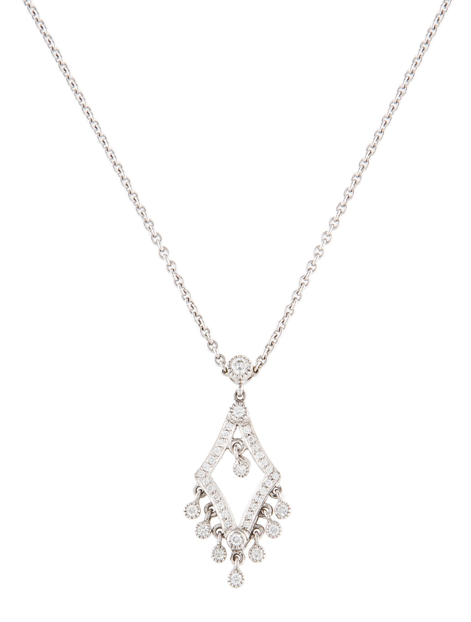 Necklace 18K Diamond Fringe Pendant Necklace