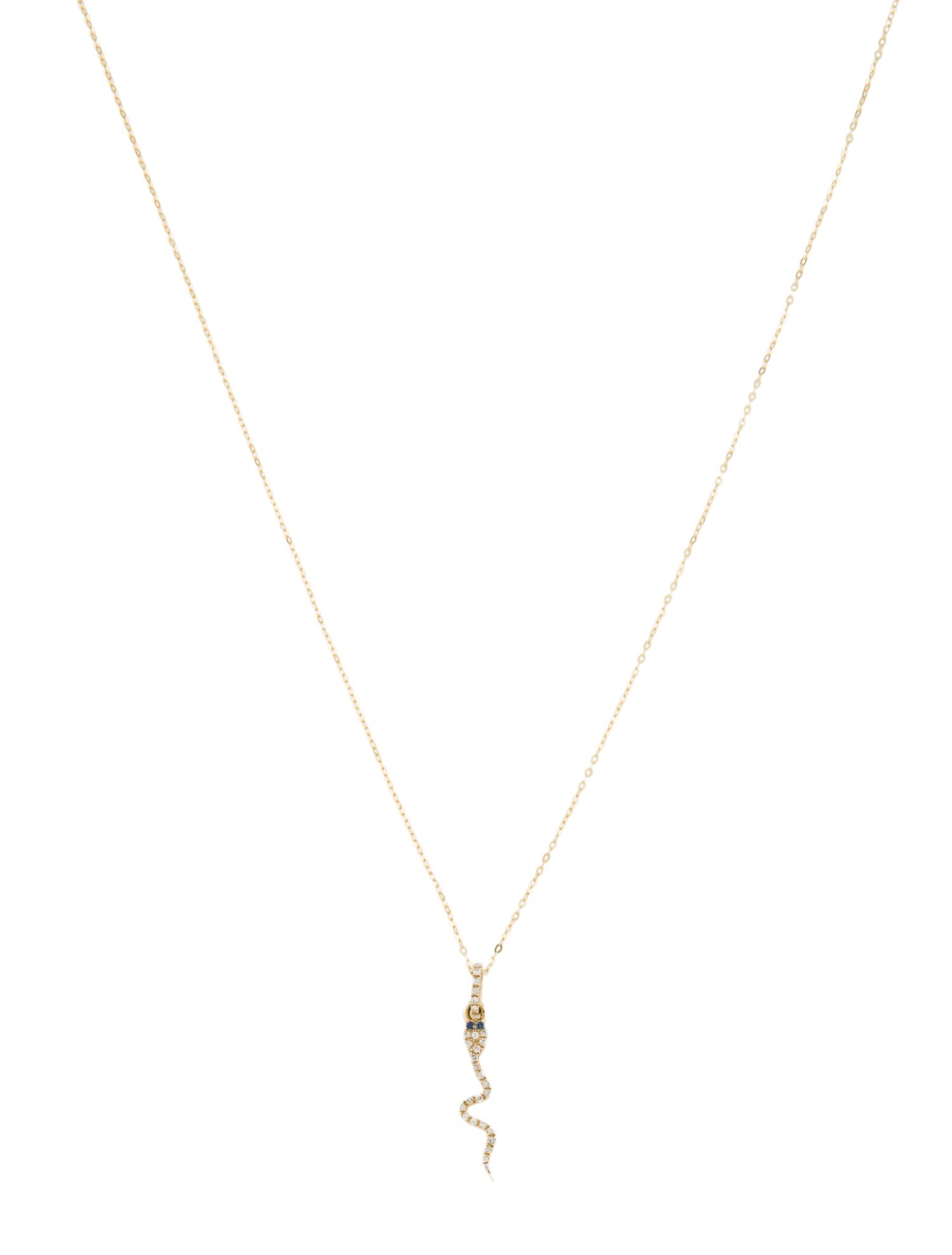 Necklace 14K Diamond & Sapphire Snake Pendant Necklace