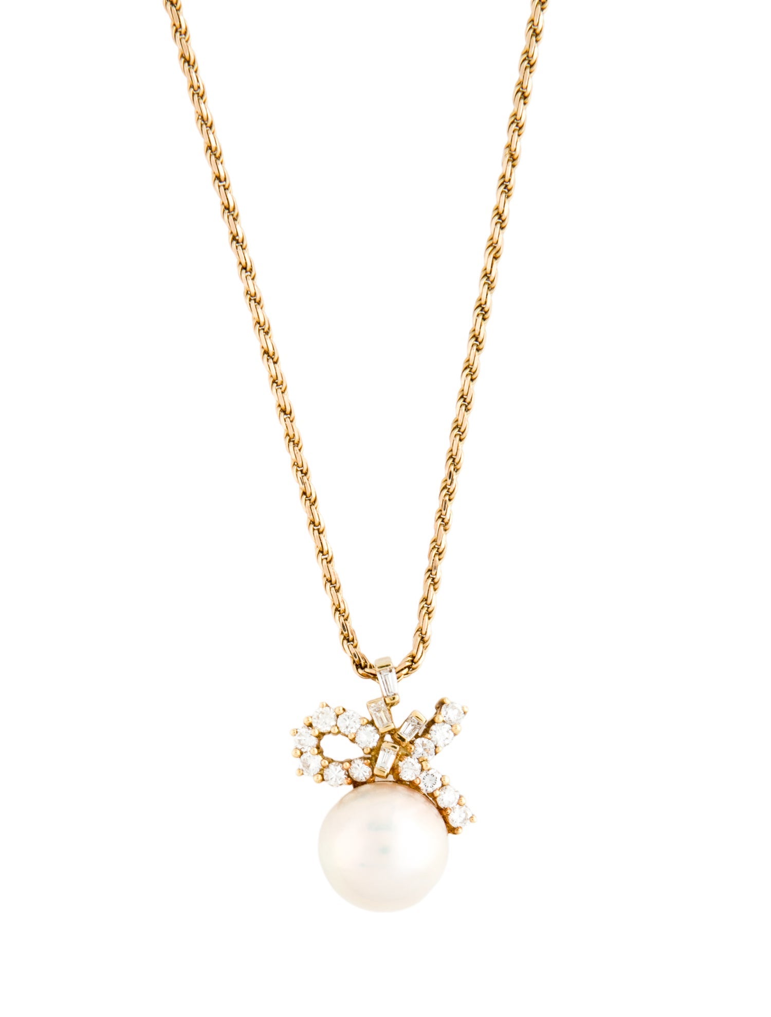 Necklace 18K Mabé Pearl & Diamond Pendant Necklace