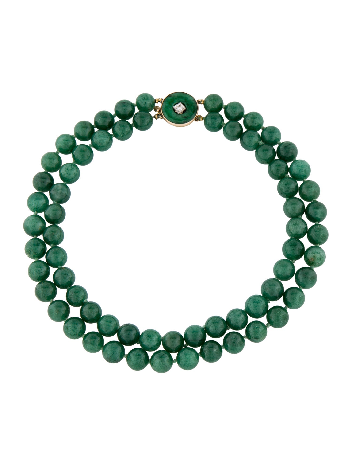 Necklace 14K Diamond & Jadeite Beaded