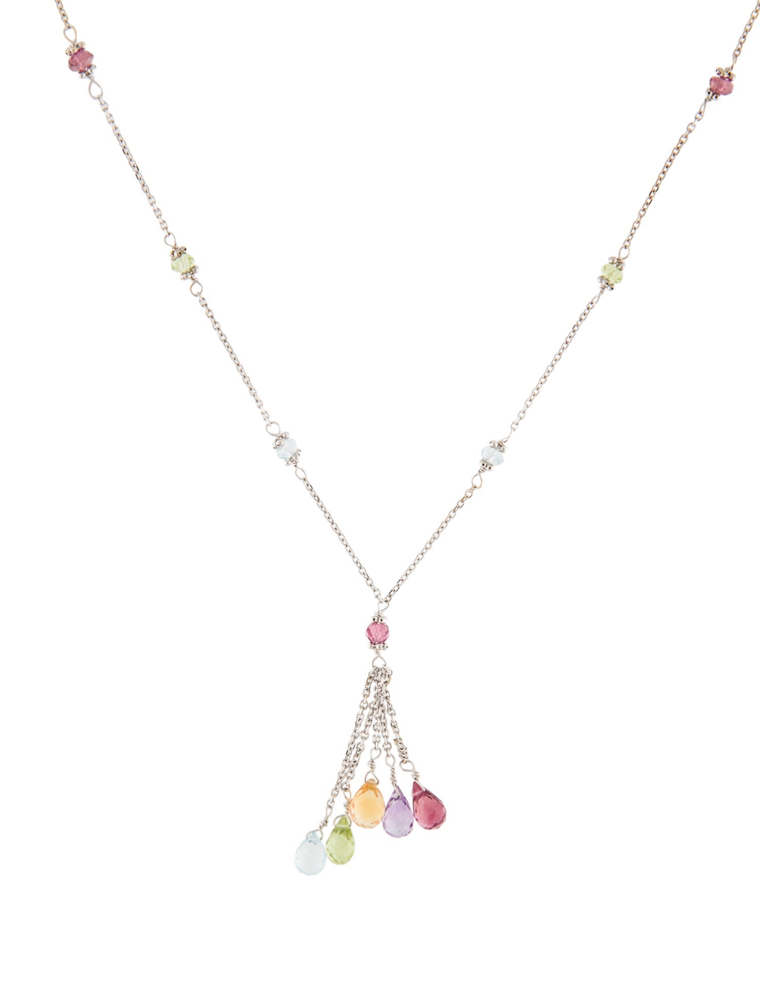 Necklace 14K Multistone Lavalier