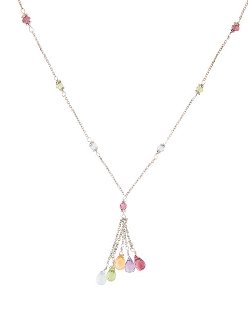 Necklace 14K Multistone Lavalier Necklace