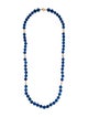 Necklace 14K Lapis Lazuli Bead & Corrugated Bead Strand Necklace