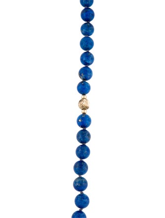 Necklace 14K Lapis Lazuli Bead & Corrugated Bead Strand Necklace