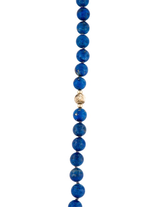 Necklace 14K Lapis Lazuli Bead & Corrugated Bead Strand Necklace