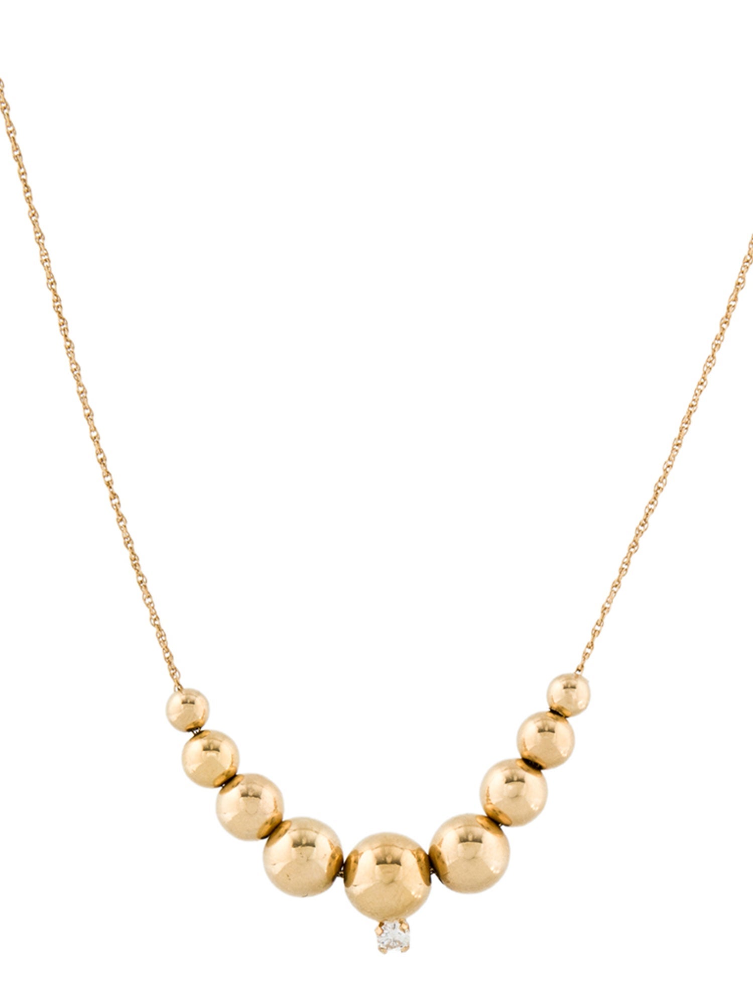 Necklace 14K Diamond Bead Chain Necklace