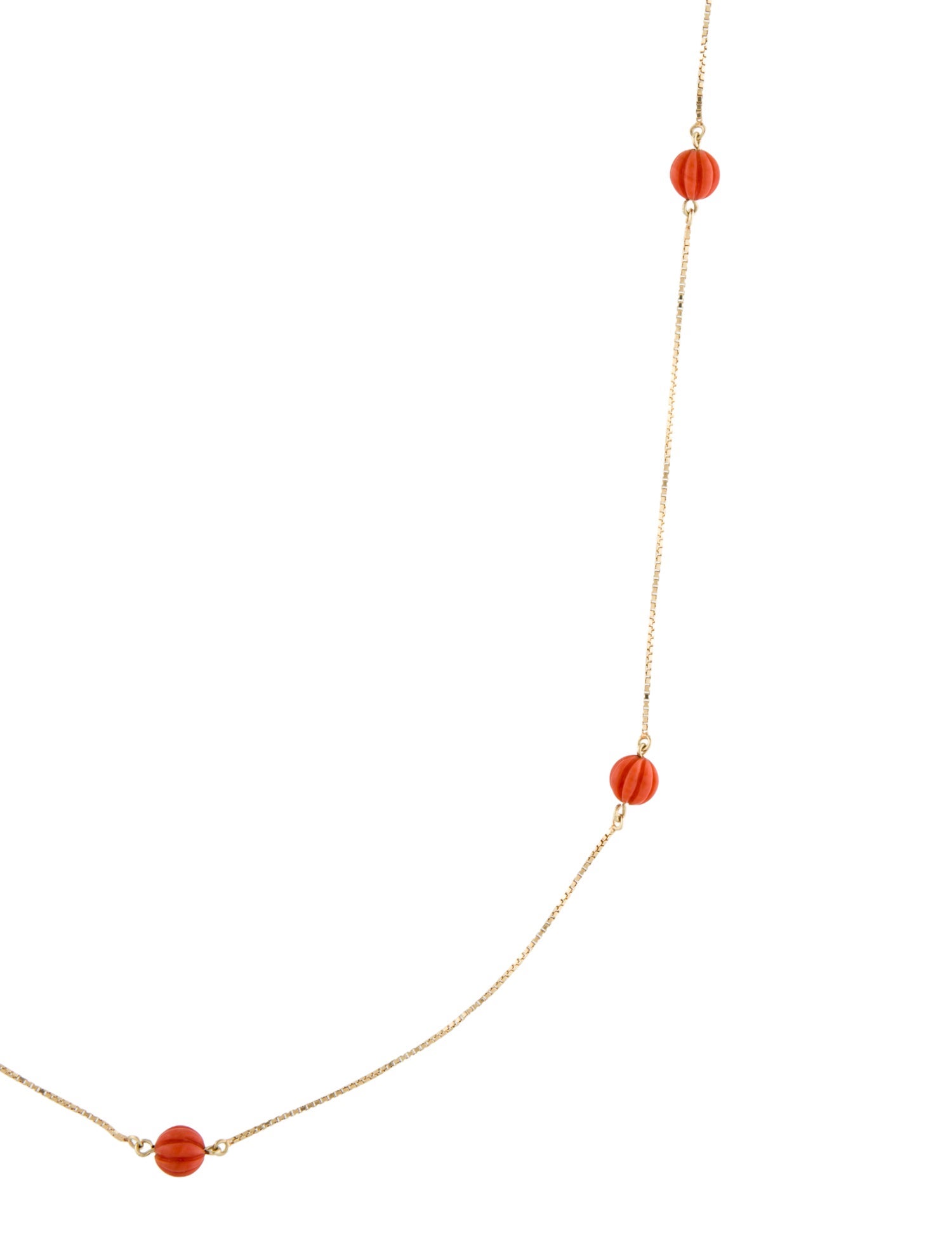Necklace 14K Carved Coral Bead Station