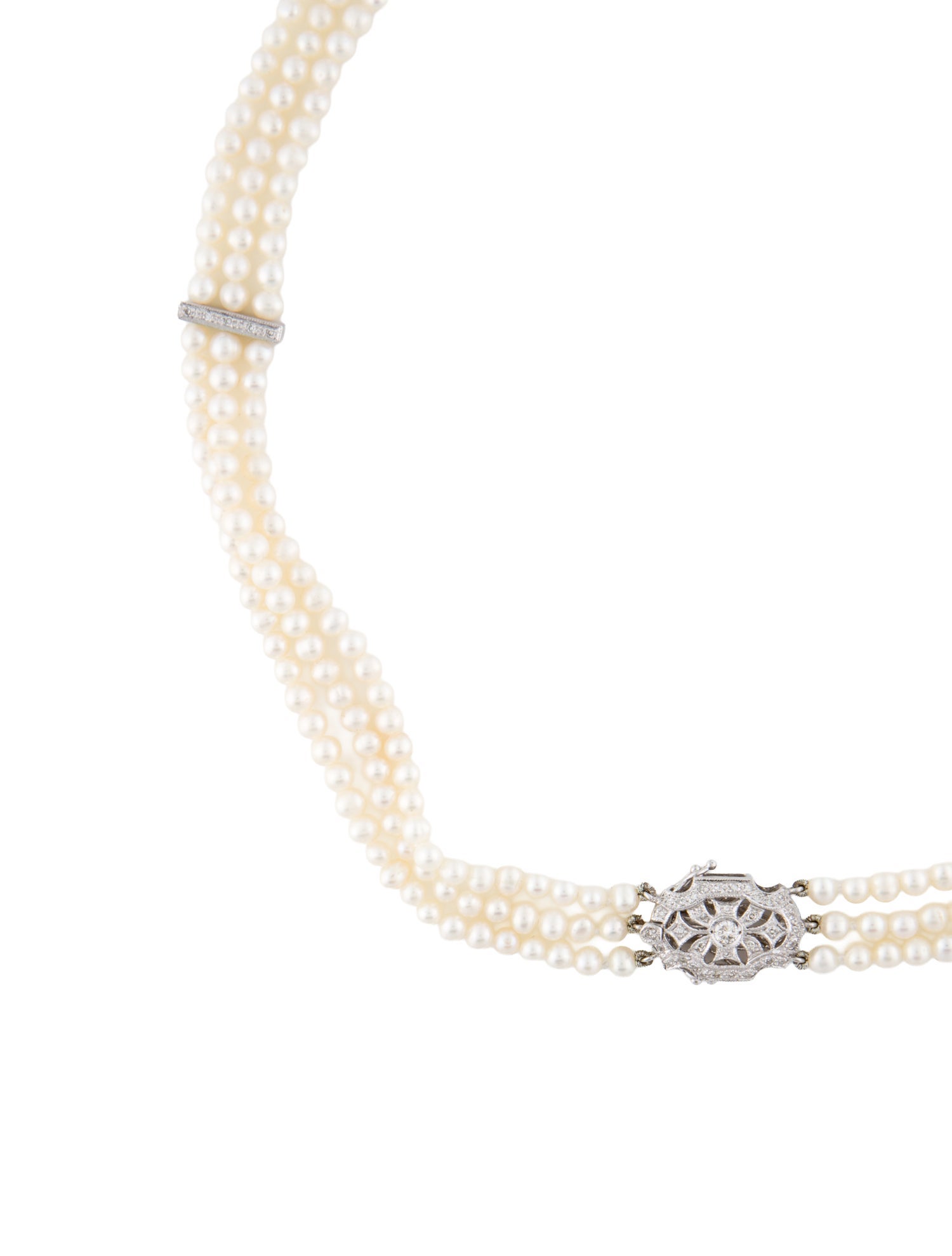 Necklace 14K Pearl & Diamond Multistrand Necklace