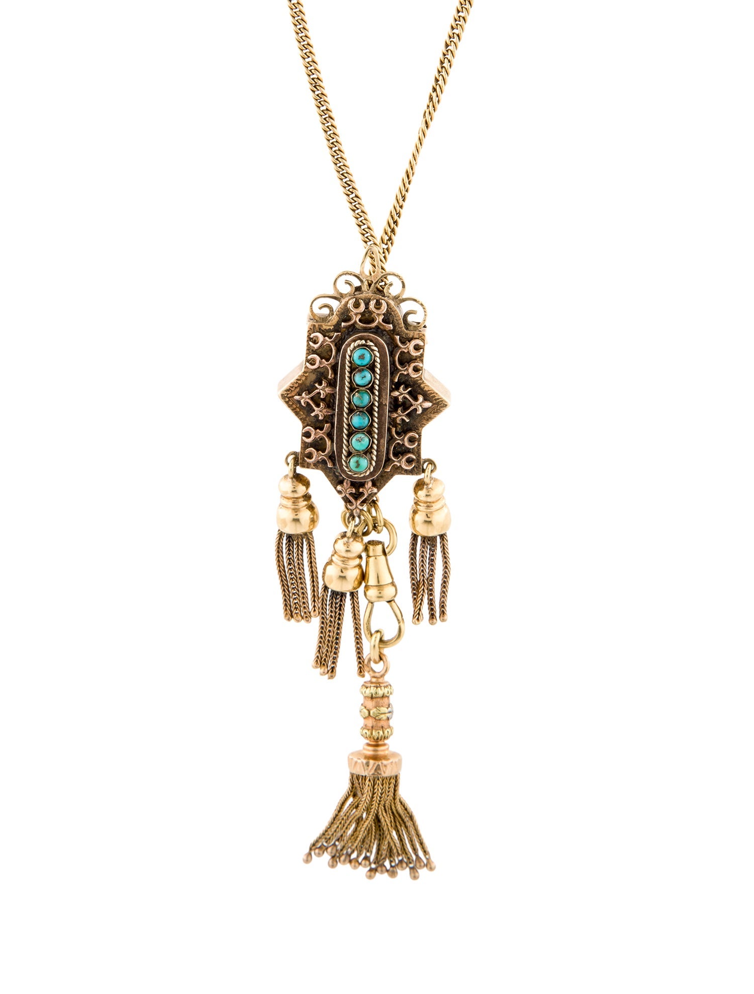 Necklace Victorian 18K Turquoise Pendant