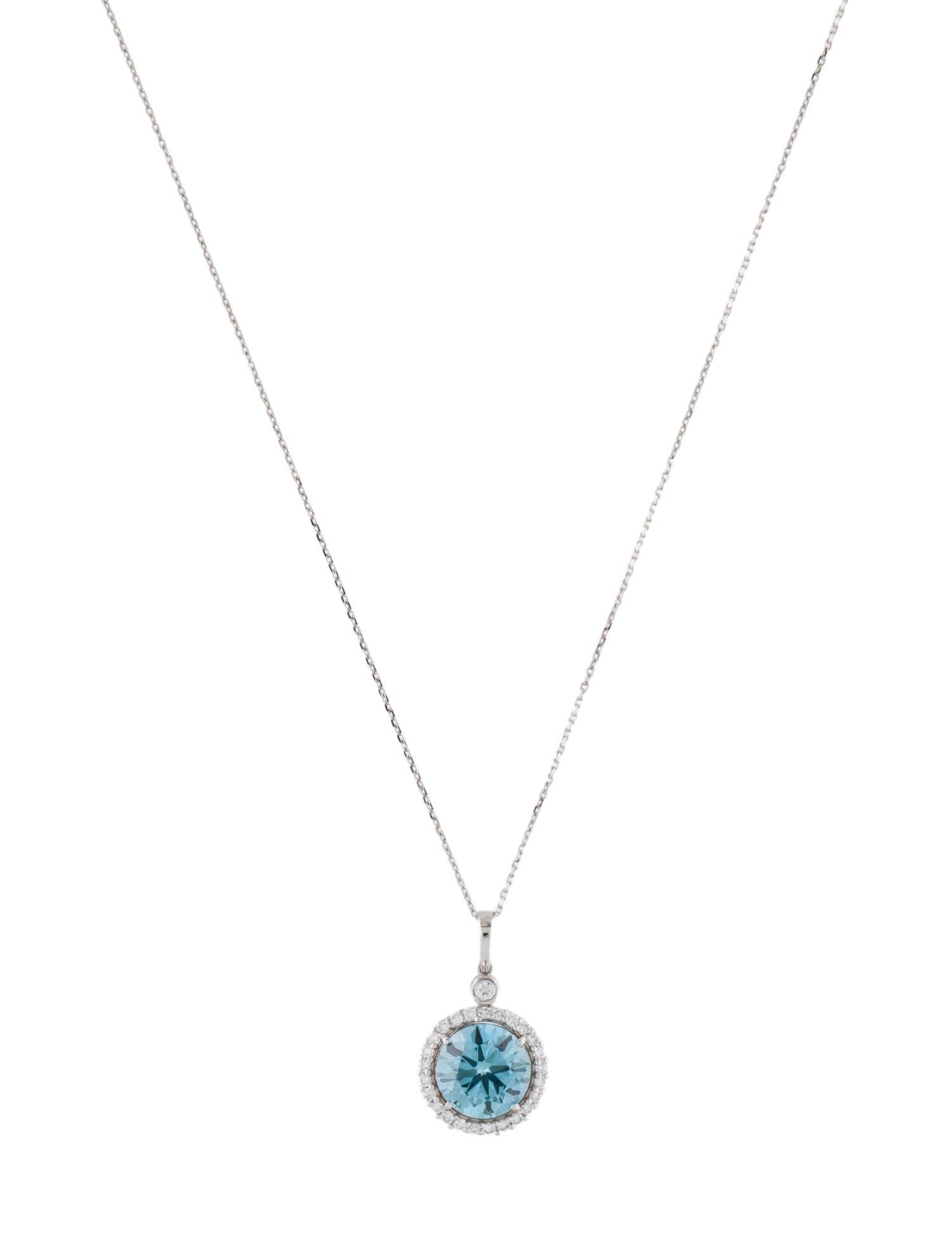 Necklace 14K 3.32ctw Lab-Grown Diamond Halo Pendant Necklace