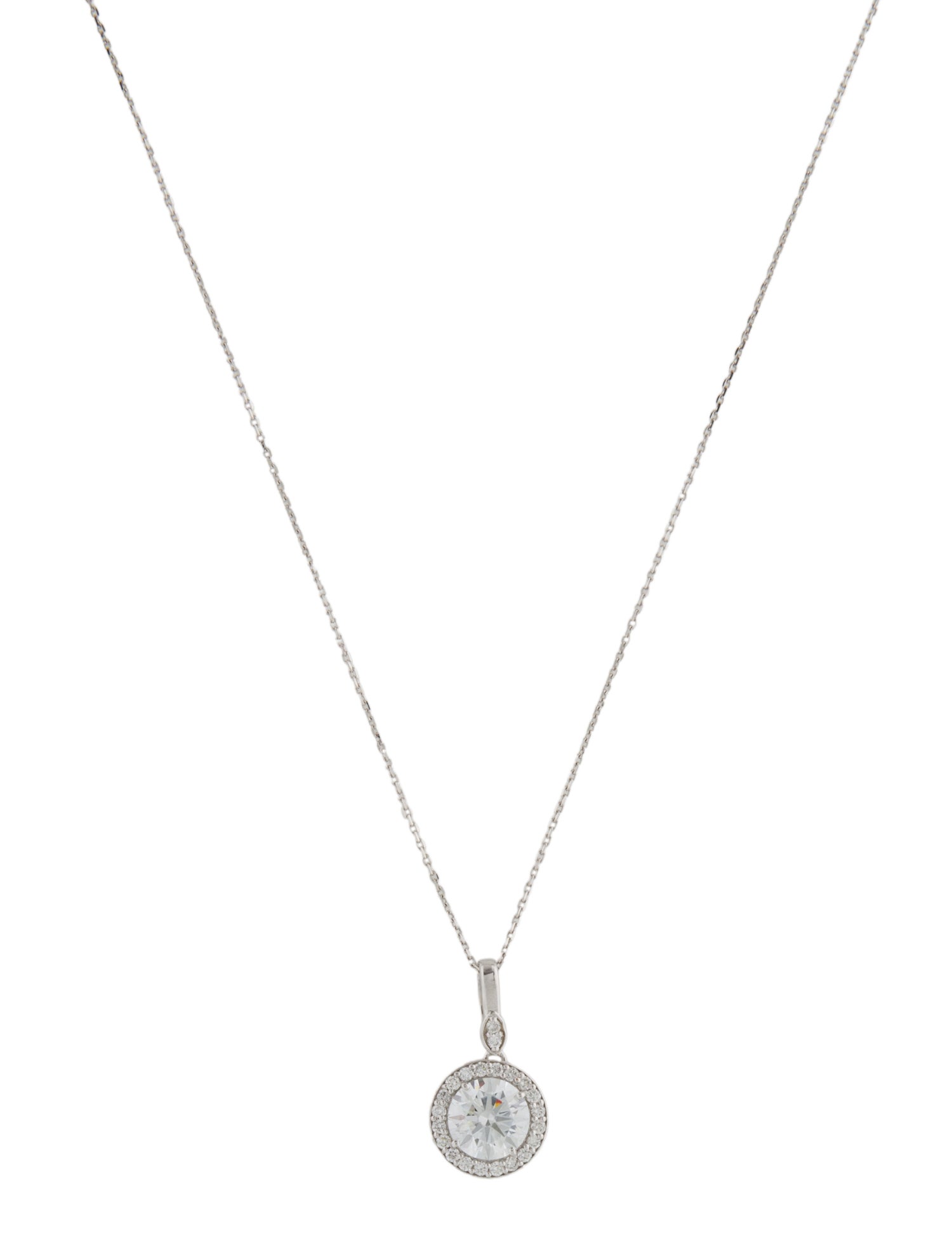 Necklace 14K 1.87ctw Lab-Grown Diamond Halo Pendant Necklace