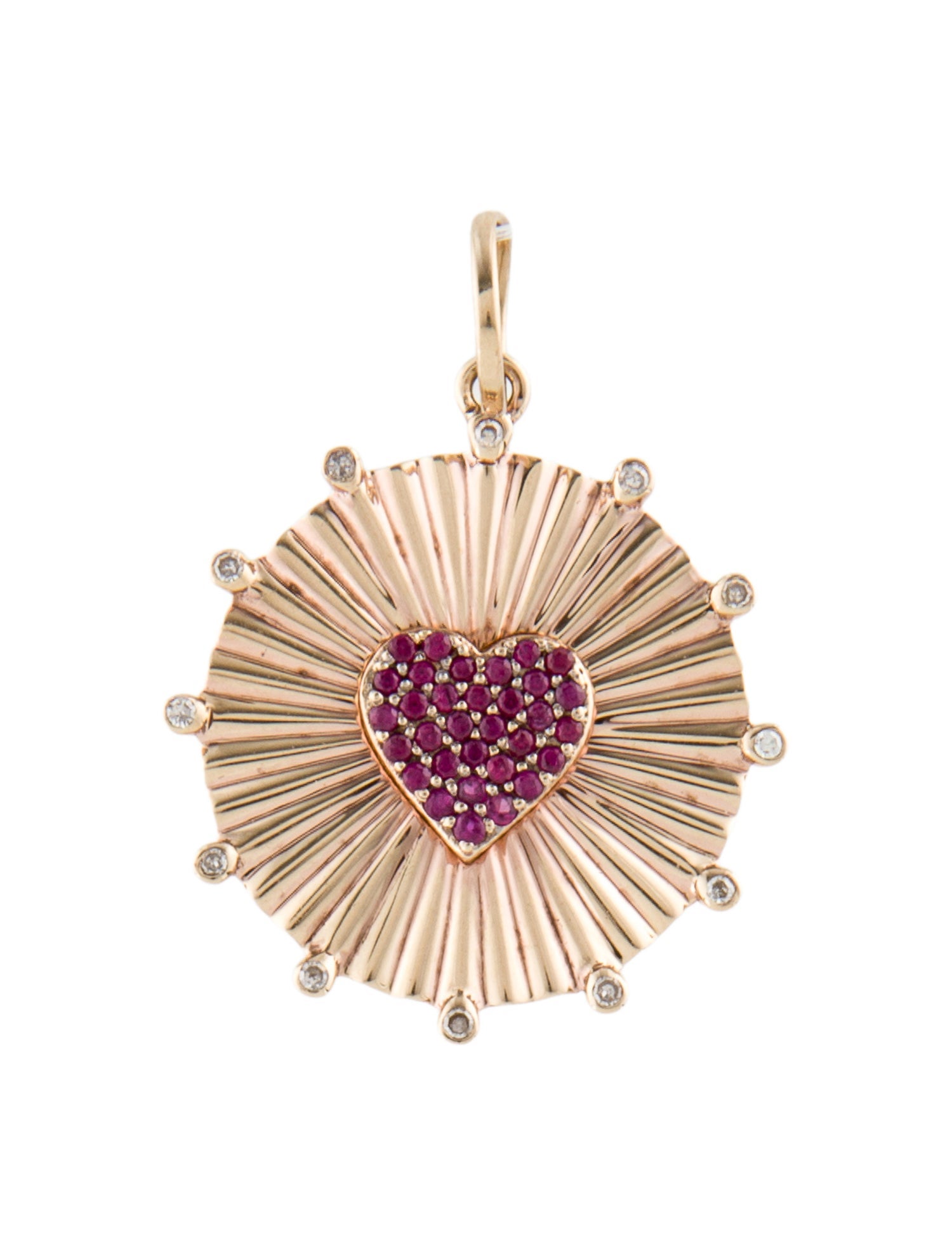 Necklace 14K Ruby & Diamond Heart Pendant