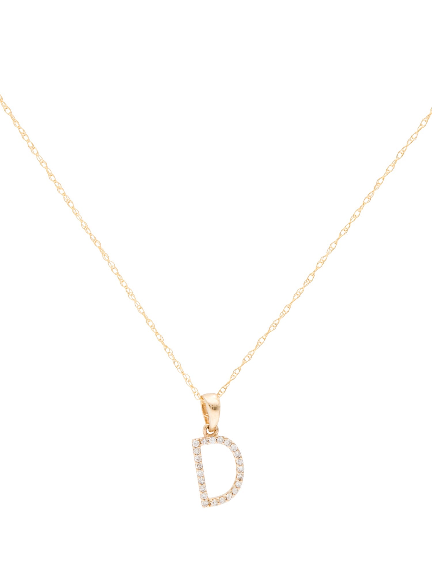 Necklace 14K Diamond 'D' Pendant Necklace