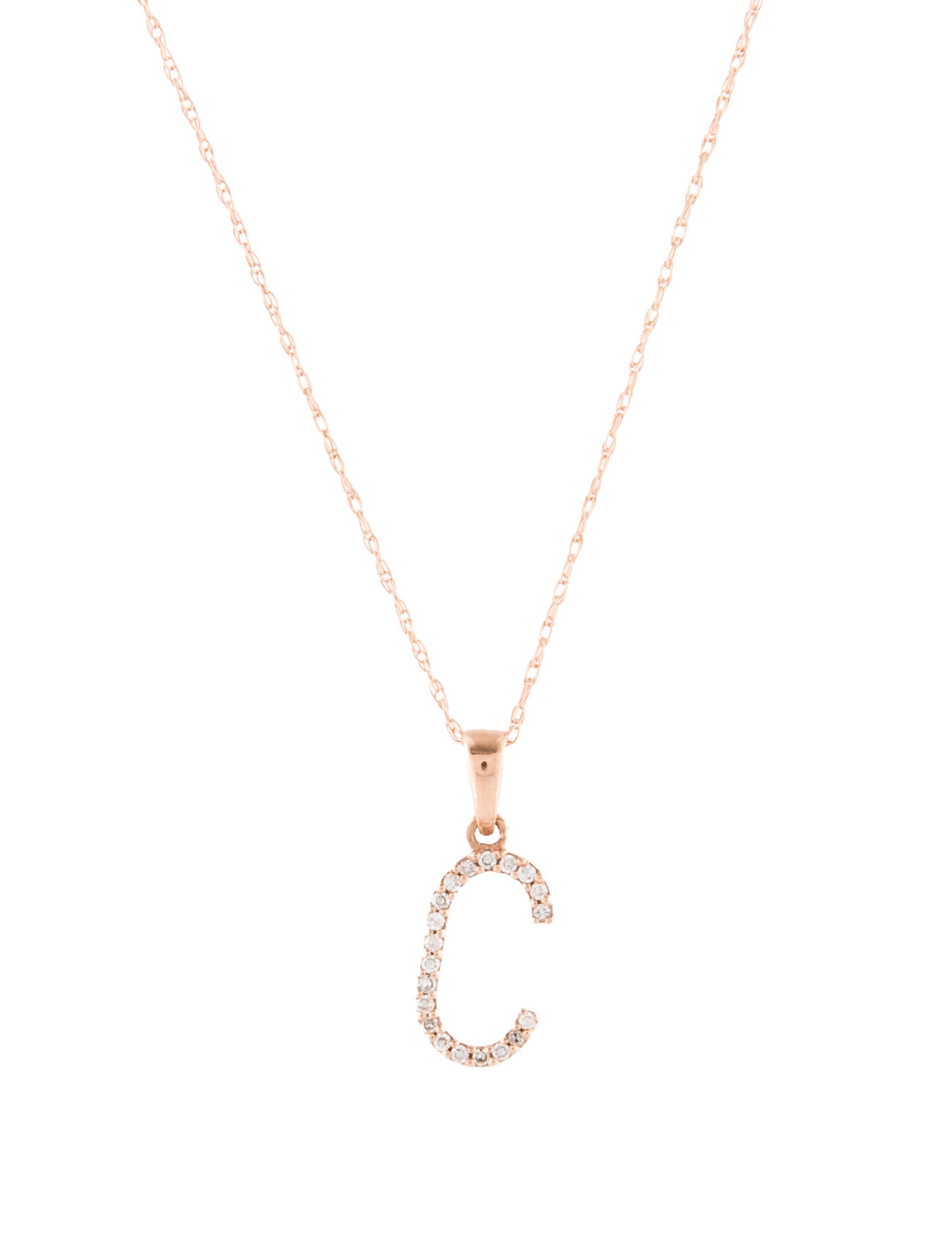 Necklace 14K Diamond 'C' Pendant