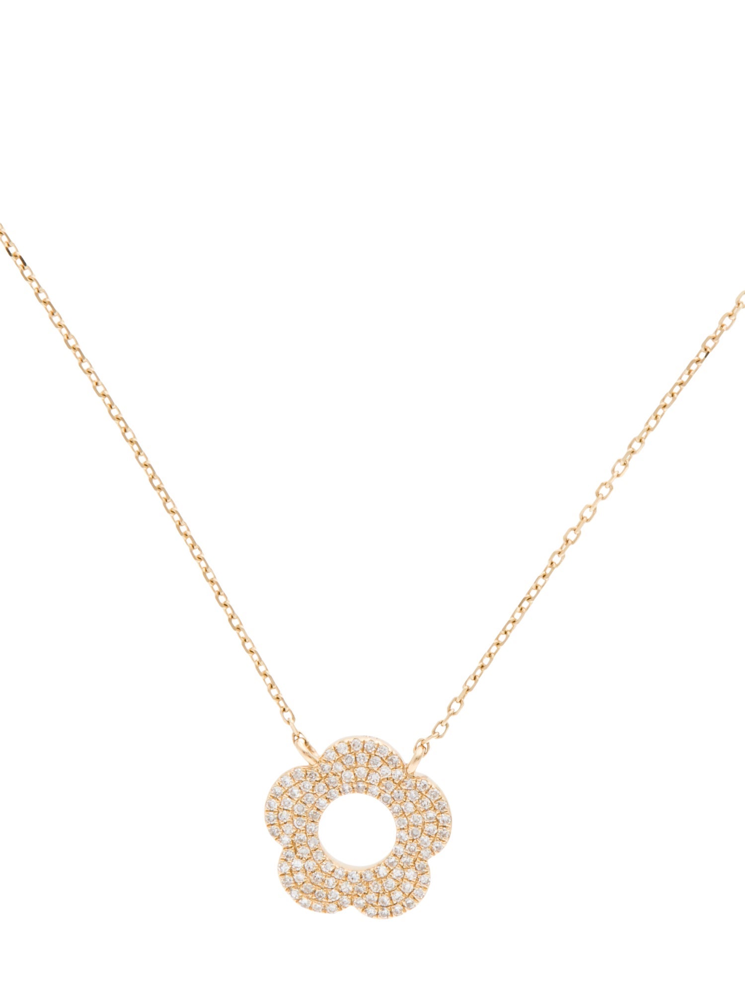 Necklace 14K Diamond Flower Pendant Necklace