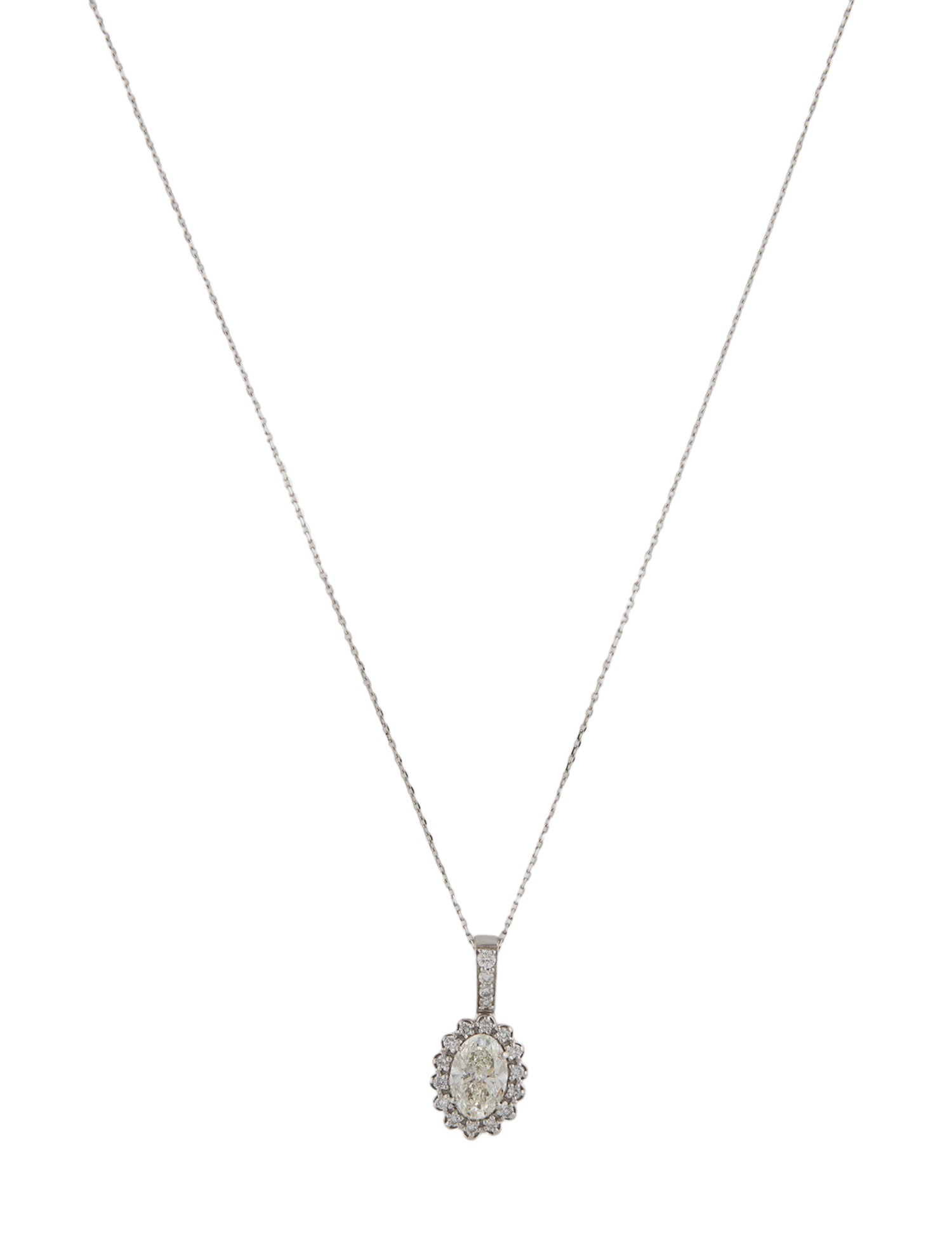 Necklace 14K 1.29ctw Lab-Grown Diamond Halo Pendant Necklace