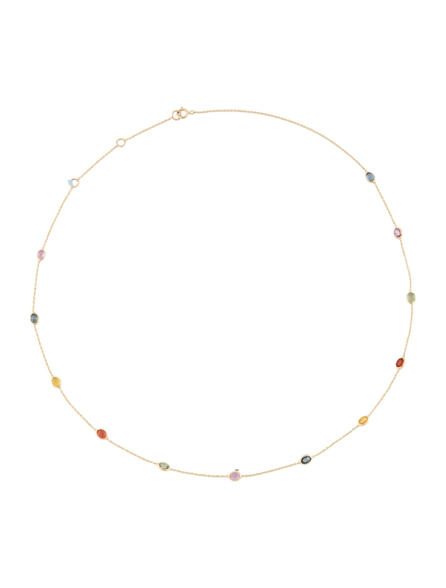 Jewelmak 14K 2.28 Multi-Color Sapphire Necklace
