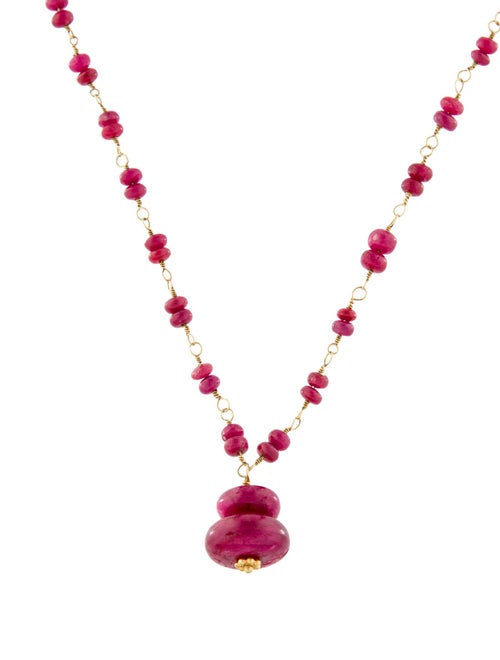 Necklace Faye Kim 18K Fracture Filled Ruby Beaded Pendant Necklace