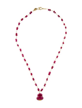 Necklace Faye Kim 18K Fracture Filled Ruby Beaded Pendant Necklace