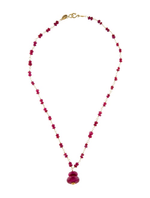 Necklace Faye Kim 18K Fracture Filled Ruby Beaded Pendant Necklace