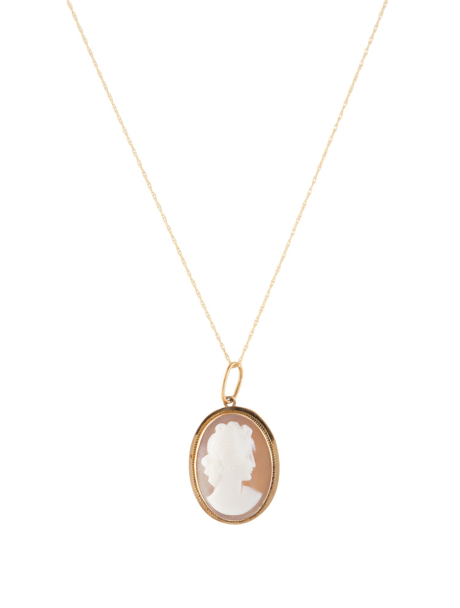 Necklace 14K Shell Cameo Pendant Necklace